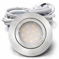 5er Set Flache LED-Möbel-Einbauspots New Lina, IP44, 12V, 2W, inklusive Plug & Play Trafo