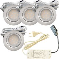 4er Set Flache LED-Möbel-Einbauspots New Lina, IP44,...