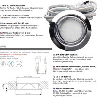 2er Set Flache LED-Möbel-Spots New Lina IP44, 12V,...