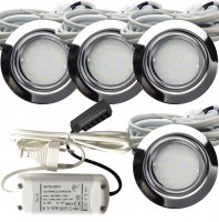 4er Set Flache LED-Möbel-Spots New Lina IP44, 12V,...