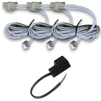 12V LED Einbaustrahler Set Marina IP44 3er Set 3W GU5.3 MR16 120cm AMP Kabel inkl. Trafo