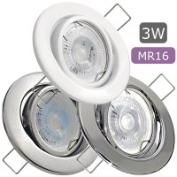LED Einbaustrahler „Tomas“ – 12V, 3W, schwenkbar, GU5.3 MR16, inkl. AMP-System & Trafo