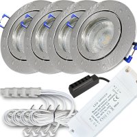 12V LED Einbaustrahler Set Marina IP44 4er Set 3W GU5.3 MR16 120cm AMP Kabel inkl. Trafo