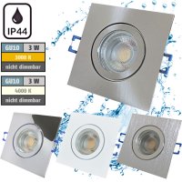 12V LED Einbaustrahler Set Marin IP44 3er Set 5W GU5.3 MR16 120cm AMP Kabel inkl. Trafo