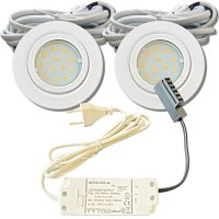 2er Set Flache LED-Möbel-Spots New Lina IP44, 12V,...