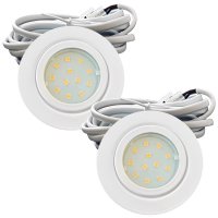 2er Set Flache LED-Möbel-Spots New Lina IP44, 12V, 2,2W, inklusive Plug & Play Trafo. Weiß