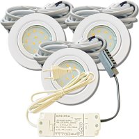 3er Set Flache LED-Möbel-Spots New Lina IP44, 12V,...
