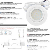 4er Set Flache LED-Möbel-Spots New Lina IP44, 12V, 2,2W, inklusive Plug & Play Trafo. Weiß