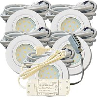 5er Set Flache LED-Möbel-Spots New Lina IP44, 12V,...