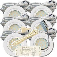 6er Set Flache LED-Möbel-Spots New Lina IP44, 12V,...