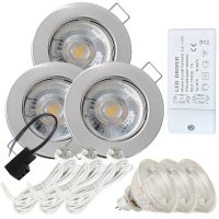 LED Einbaustrahler „Tom“ – 12V, 3W, GU5.3 MR16, inkl. AMP-System & Trafo