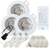 LED Einbaustrahler „Tom“ – 12V, 3W, GU5.3 MR16, inkl. AMP-System & Trafo