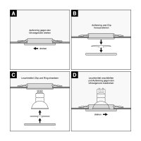 85mm IP44 LED Bad Einbauspots | 230V | 5W | Loch = 60 - 70mm | Schraubadapter
