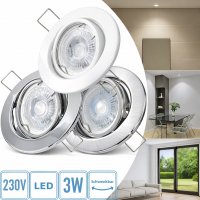 4er LED Einbaustrahler „Tomas“ – 12V, 3W, schwenkbar, GU5.3 MR16, inkl. AMP-System & Trafo