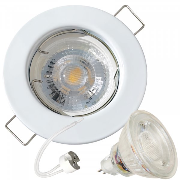 LED Einbaustrahler „Tom“ – 12V, 3W, GU5.3 - MR16 Fassung - Weiss