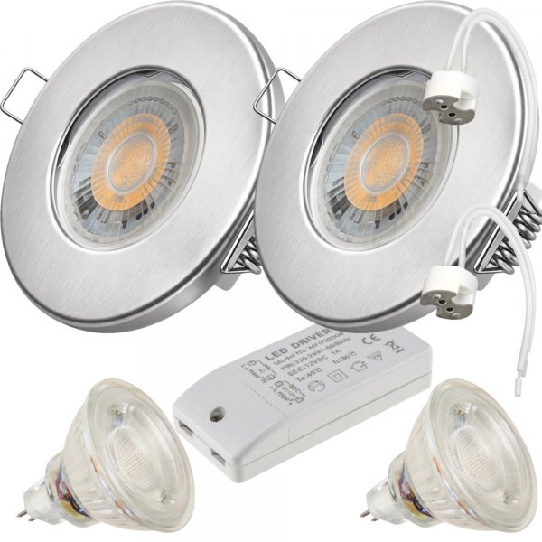 2er Set - LED Bad Einbaustrahler Aqua65 12V MR16 | IP65 | 3W 250lm | Mit LED Trafo