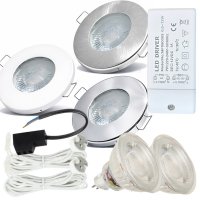 2er Set 3W LED Einbaustrahler IP65 12V inkl Trafo &...