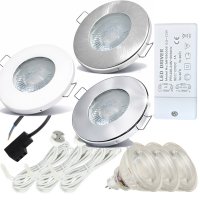 3er Set 3W LED Einbaustrahler IP65 12V inkl Trafo &...
