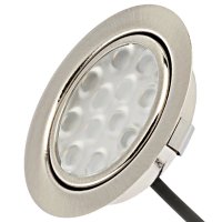 6er Set / Flache LED Einbauspots Lina / 12Volt / 3W / Kabelbaum / Stecker/ Verteilerleiste / LED Trafo / Einbautiefe nur 12mm