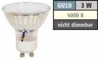 SMD LED Leuchtmittel 230Volt - 3Watt - NEUTRALWEISS 4000Kelvin - 120&deg; Abstrahlwinkel - Sockel Gu10
