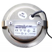 2er Set / Flache LED Einbauspots Lina / 12Volt / 3W / LED Trafo /  230V Netzkabel f&uuml;r schaltbare Steckdosen