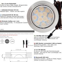 3er Set / Flache LED Einbauspots Lina / 12Volt / 3W/  LED...