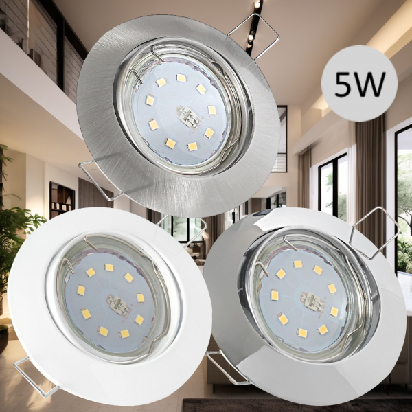 SMD LED Einbaustrahler Jan / 5Watt / 230Volt / 110° Leuchtwinkel / Betrieb ohne Trafo möglich.