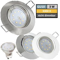 SMD LED Einbaustrahler Jan / 3Watt / 230Volt / 110&deg; Leuchtwinkel / Betrieb ohne Trafo m&ouml;glich.