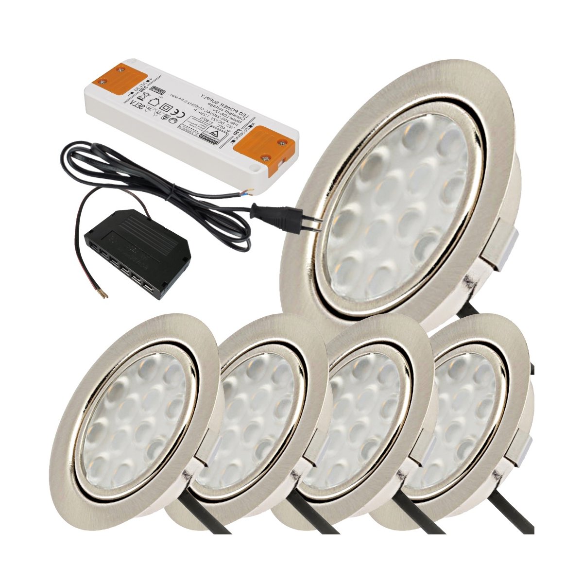 5er Set / Flache LED Einbauspots Lina / 12V / 3W +Trafo, 83,50 € | Alle Lampen