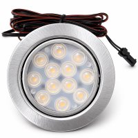 5er Set / Flache LED Einbauspots Lina / 12Volt / 3W / Kabelbaum / Stecker/ Verteilerleiste / LED Trafo /  230V Netzkabel für schaltbare Steckdosen