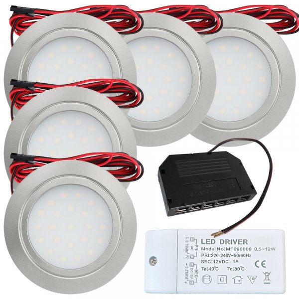 5er Set mit 12W LED Trafo