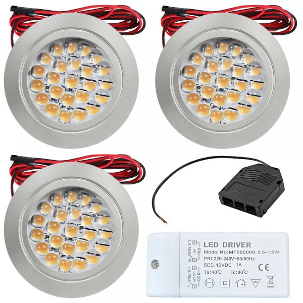 3er Set mit 12W LED Trafo