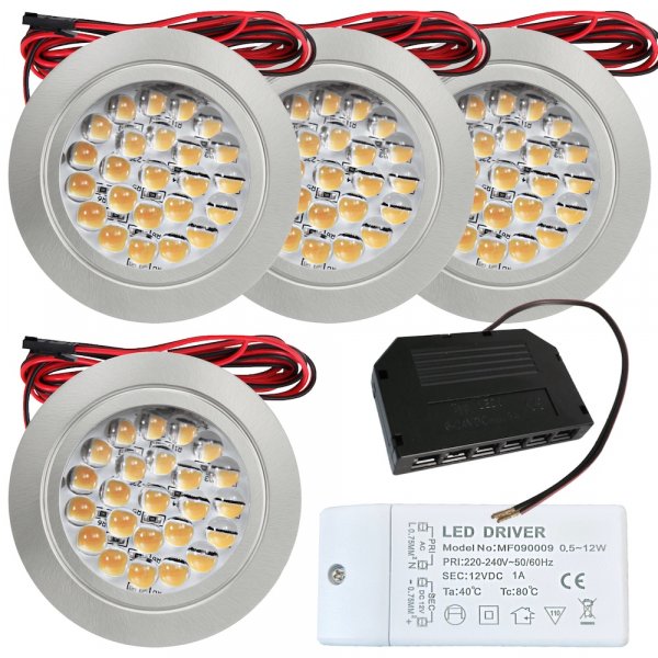 4er Set mit 12W LED Trafo