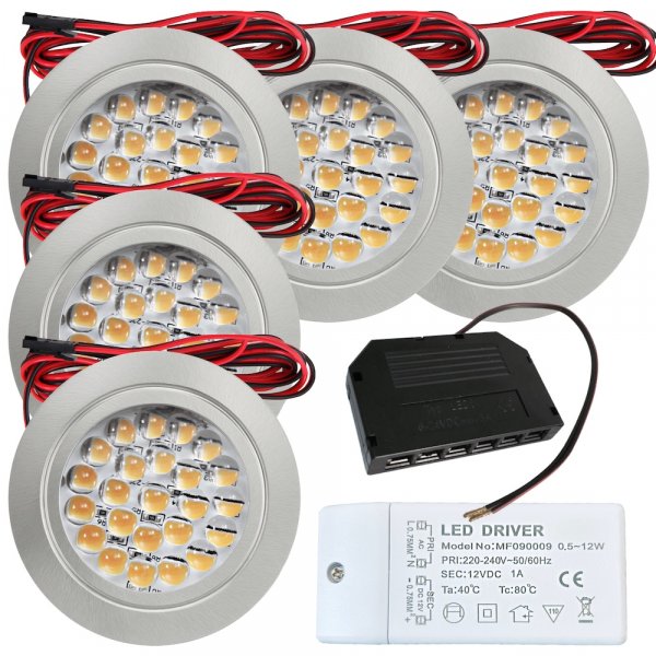 5er Set mit 12W LED Trafo