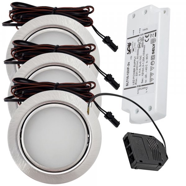 3er Set mit 12W LED Trafo