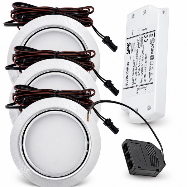3er Set mit 15W LED Trafo