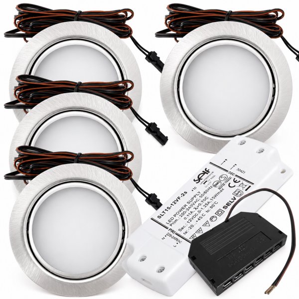 4er Set mit 15W LED Trafo
