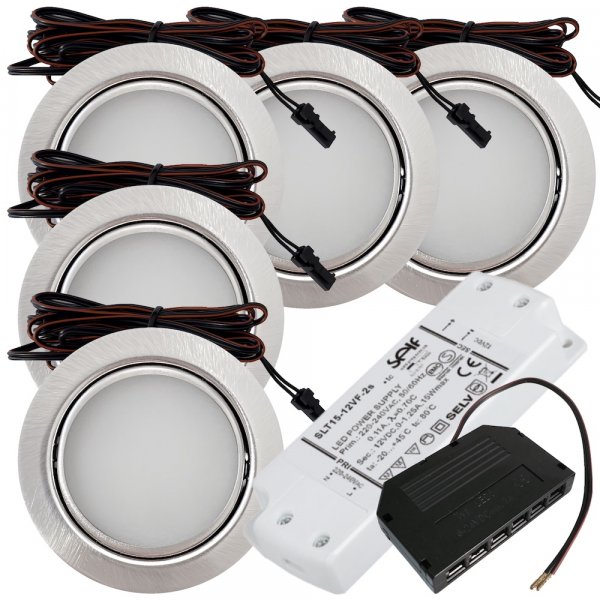 5er Set mit 15W LED Trafo