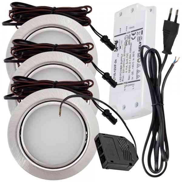 3er Set mit 12W Trafo 230V Zuleitung