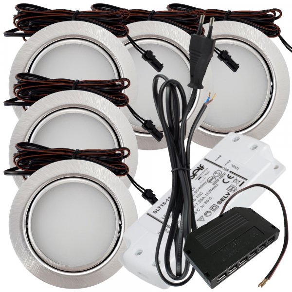 5er Set mit 15W Trafo 230V Zuleitung