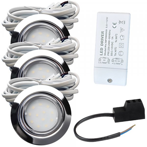 3er Set mit 12W LED Trafo