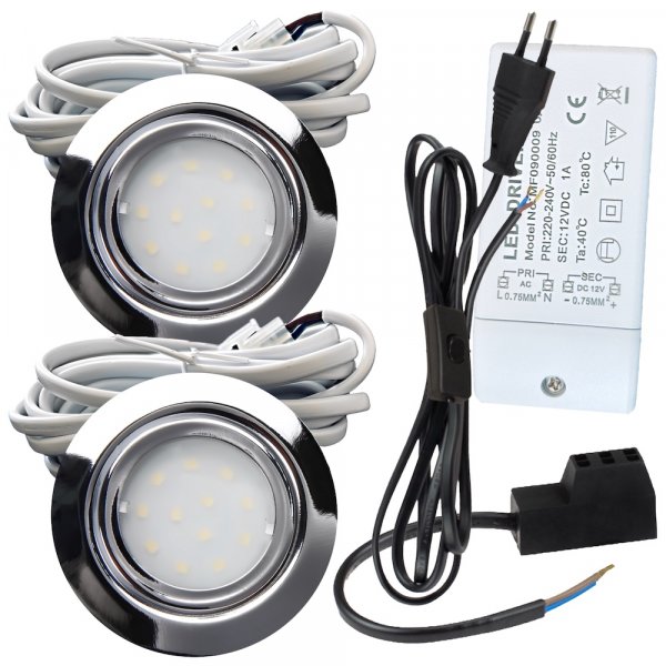 2er Set - 12W LED Trafo - 230V Schnurschalter