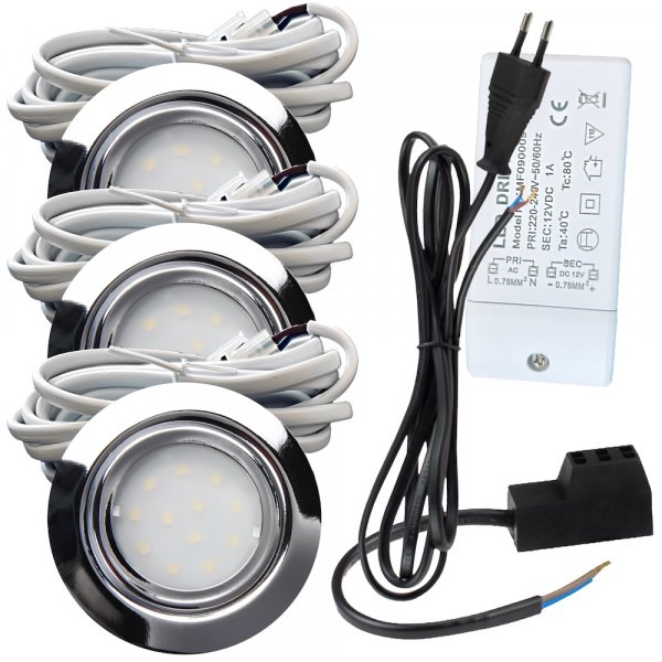 3er Set - 12W LED Trafo - 230V Zuleitung