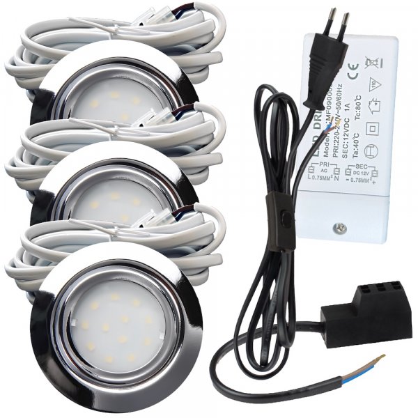 3er Set - 12W LED Trafo - 230V Schnurschalter