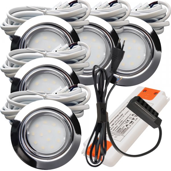 5er Set - 12W LED Trafo - 230V Schnurschalter