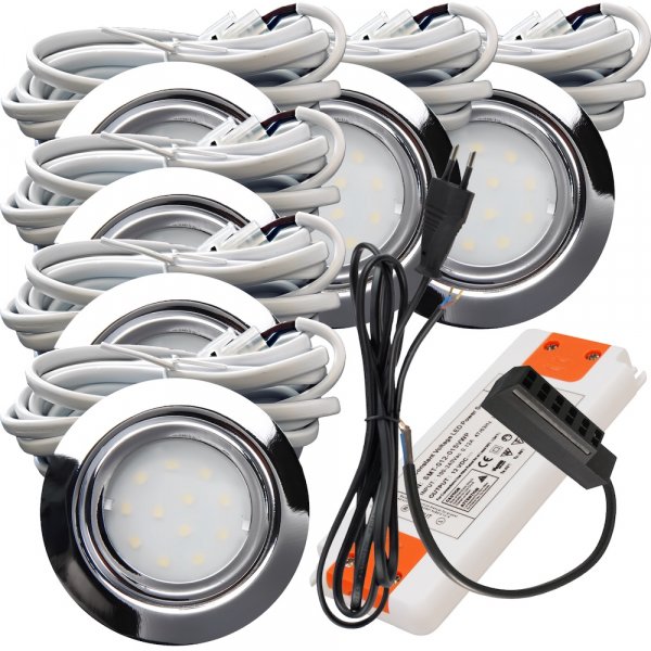 6er Set - 12W LED Trafo - 230V Zuleitung