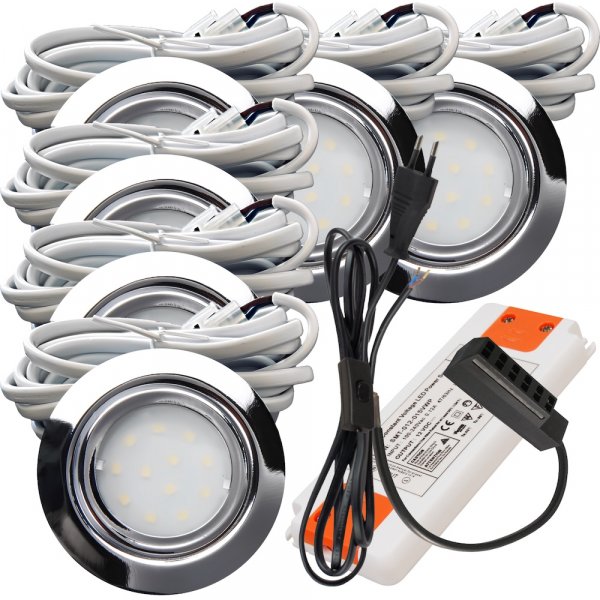 6er Set - 12W LED Trafo - 230V Schnurschalter