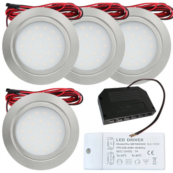 4er Set mit 12W LED Trafo